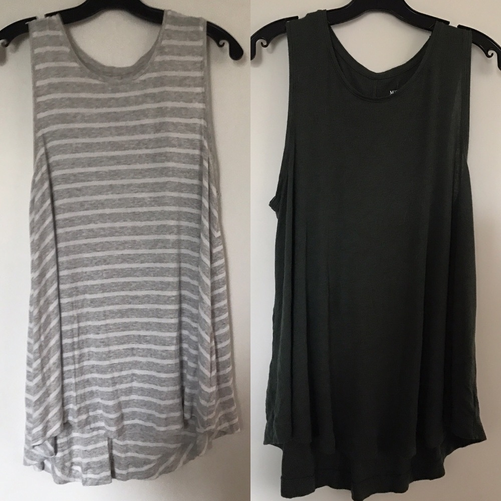 Forest Green + Gray/White Merona Flowy Tanks