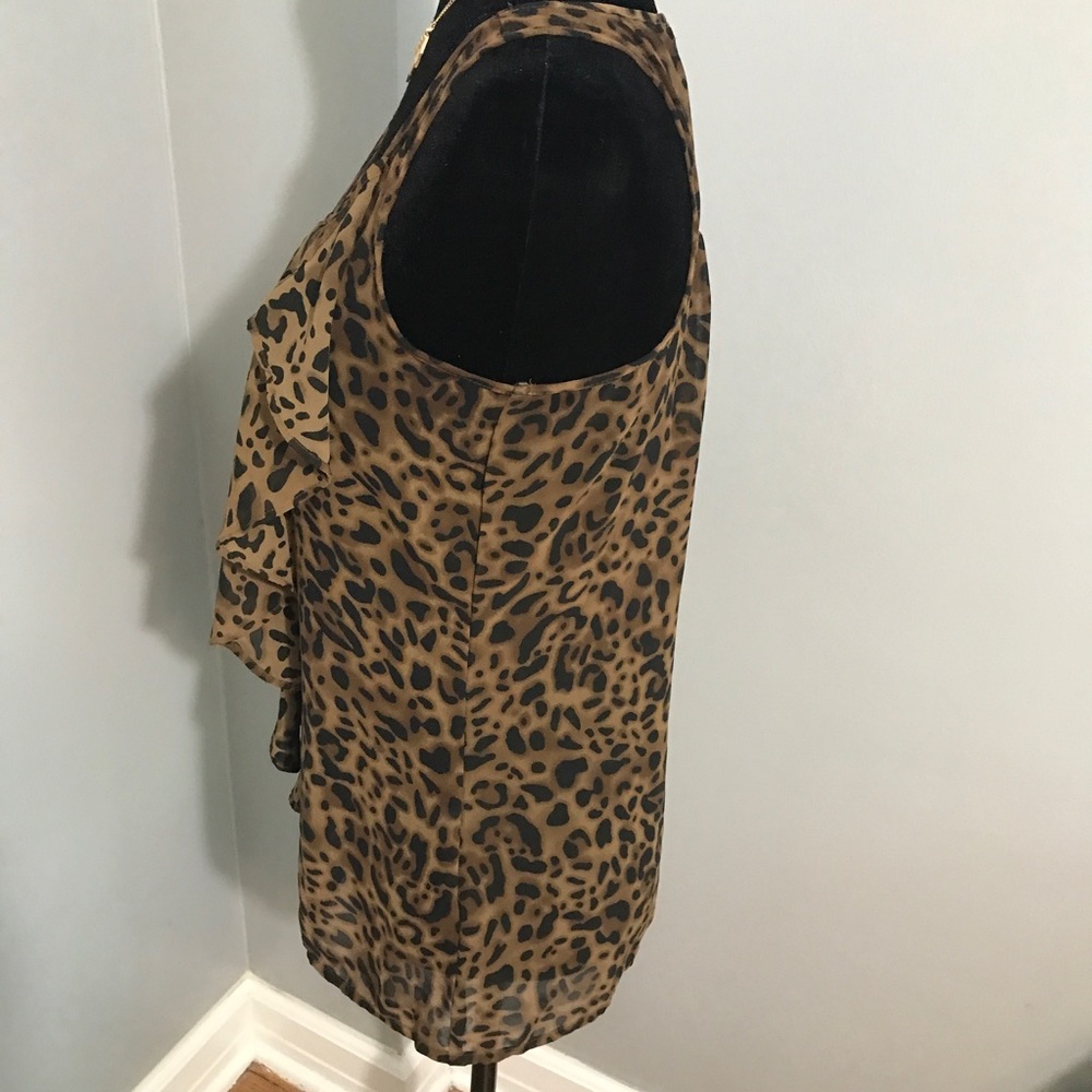 Mine Leopard Print Ruffle Front Blouse - Picture 2 of 7