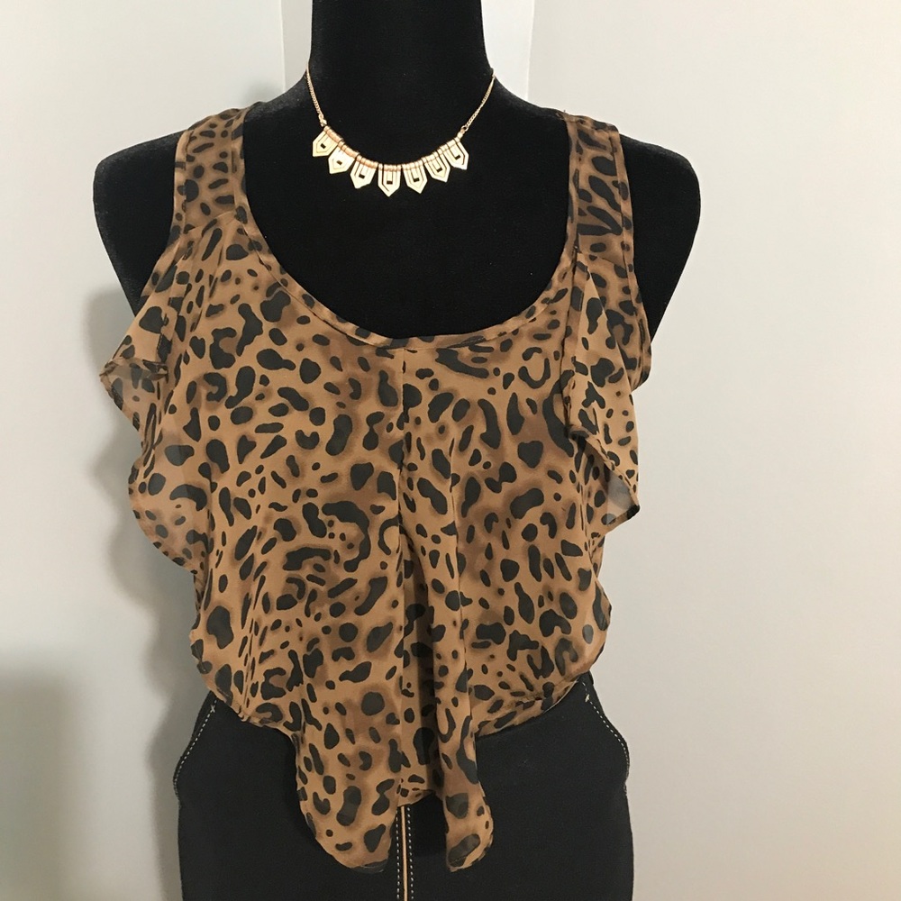 Mine Leopard Print Ruffle Front Blouse - Picture 4 of 7