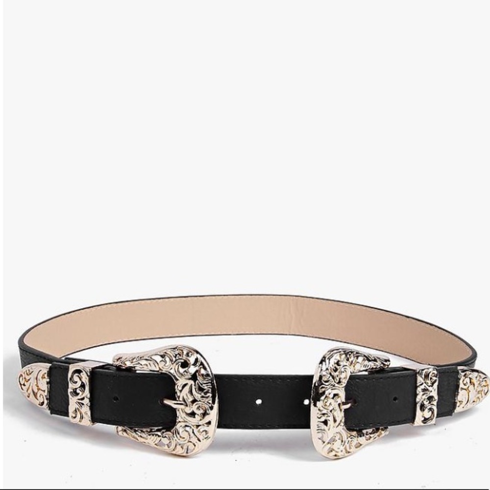 Boohoo Anya Filigree Double Buckle Waist Belt