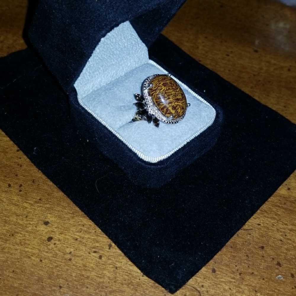 Diamonds & Script Fossil Sterling SilverRing