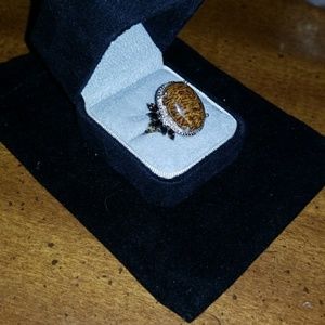 Diamonds & Script Fossil Sterling SilverRing