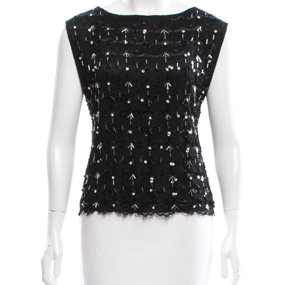 Alice + Olivia Sleeveless Sequin Top, Sz XS