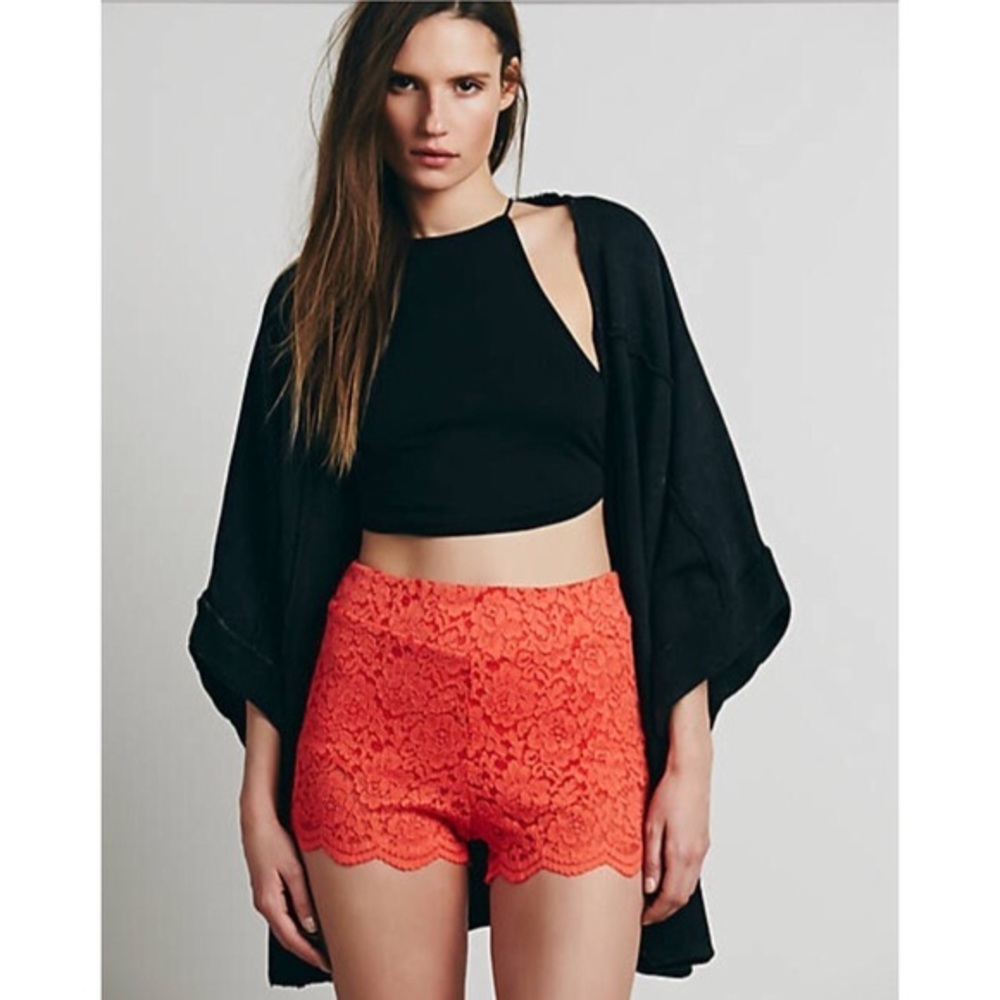 NWT FREE PEOPLE ORANGE LACE SHORTS