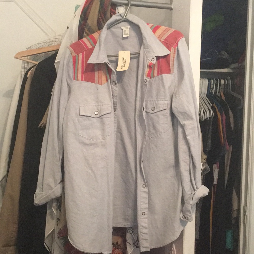 F21 button down western shirt