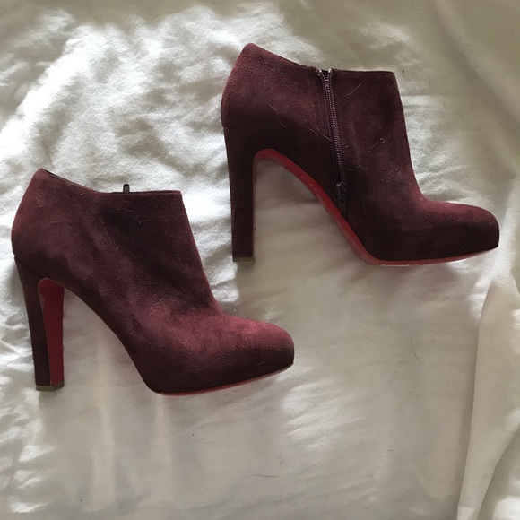 Christian Louboutin Shoes - Maroon Suede LOUBOUTINS - Booties