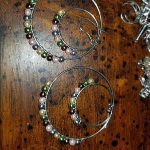 Pearl style hoop earrings
