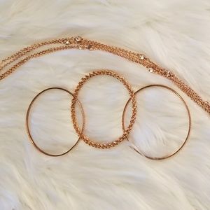 Express rose gold long chain necklace w/ bangles