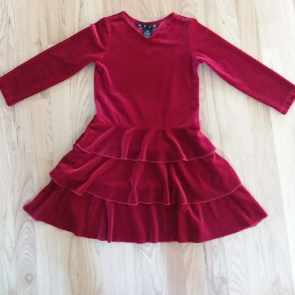 Girls 6x Velvety soft deep red dress - Picture 1 of 4