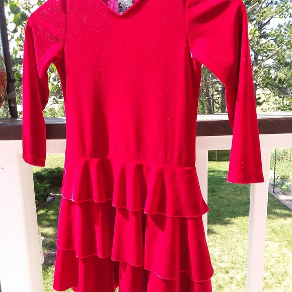 Girls 6x Velvety soft deep red dress - Picture 2 of 4