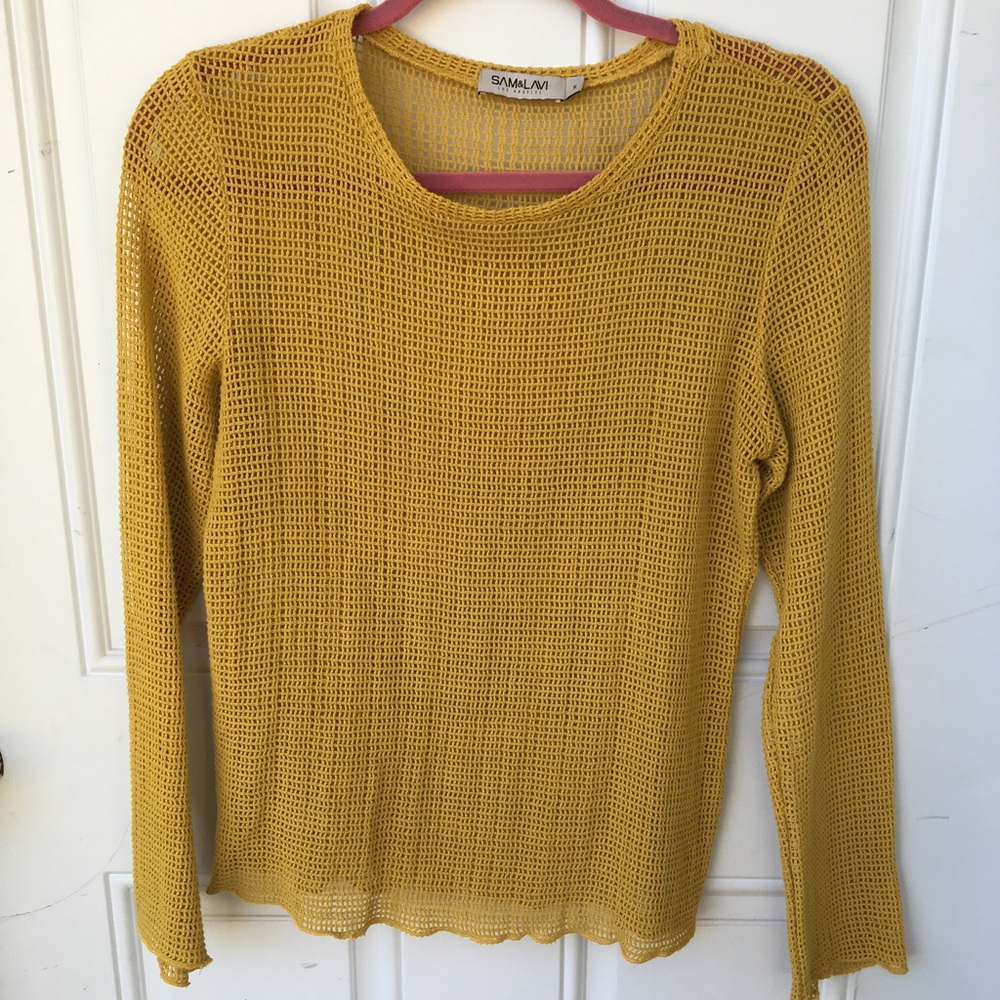 Cotton knit mesh gold top from LA designer