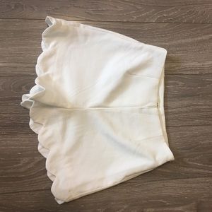 White Highwaisted Petal Shorts