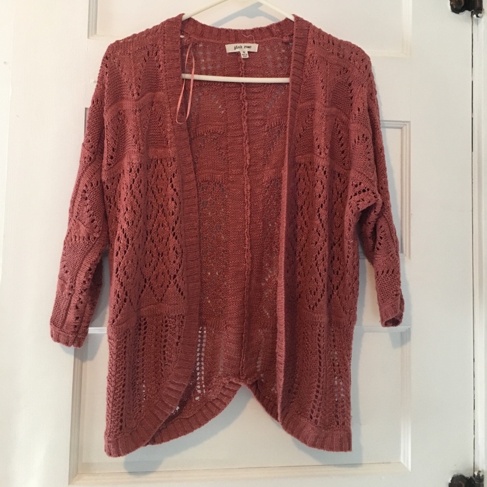 Loose knit dusty rose cardigan