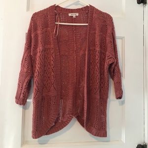 Loose knit dusty rose cardigan