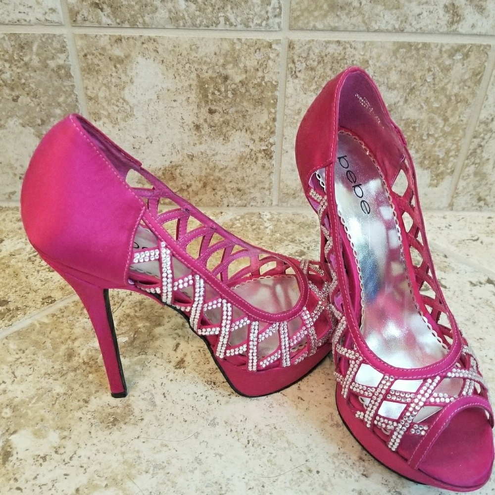 Fuchsia Satin Bebe Highheels size 7