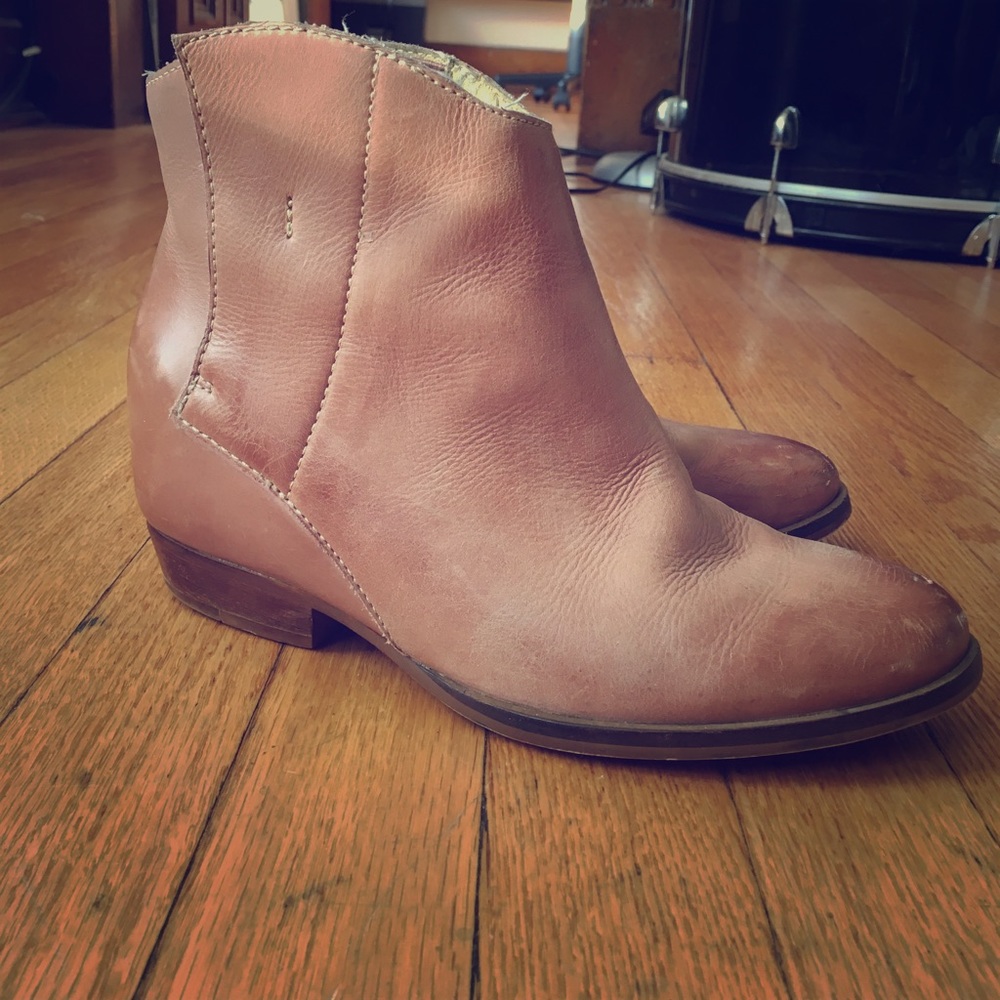 Genuine leather camel booties