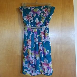 Express strapless summer mini dress floral
