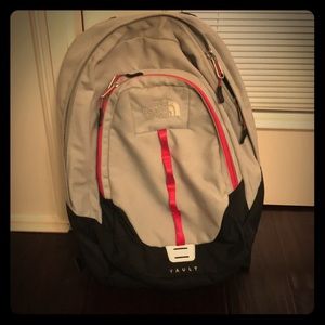 North Face gray and Pink backpack