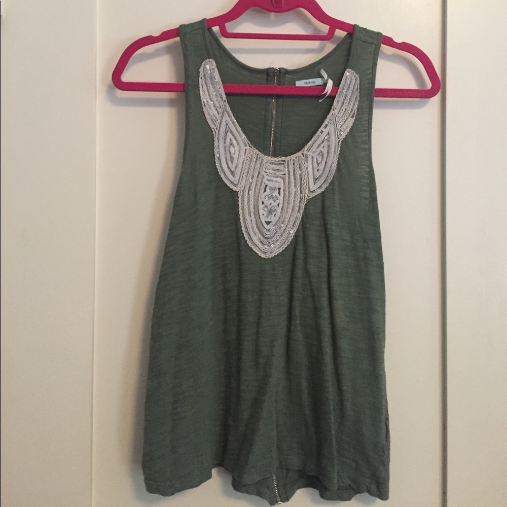 Olive zip back racer back tank