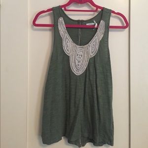 Olive zip back racer back tank