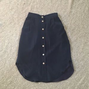 Madewell Navy button down midi skirt
