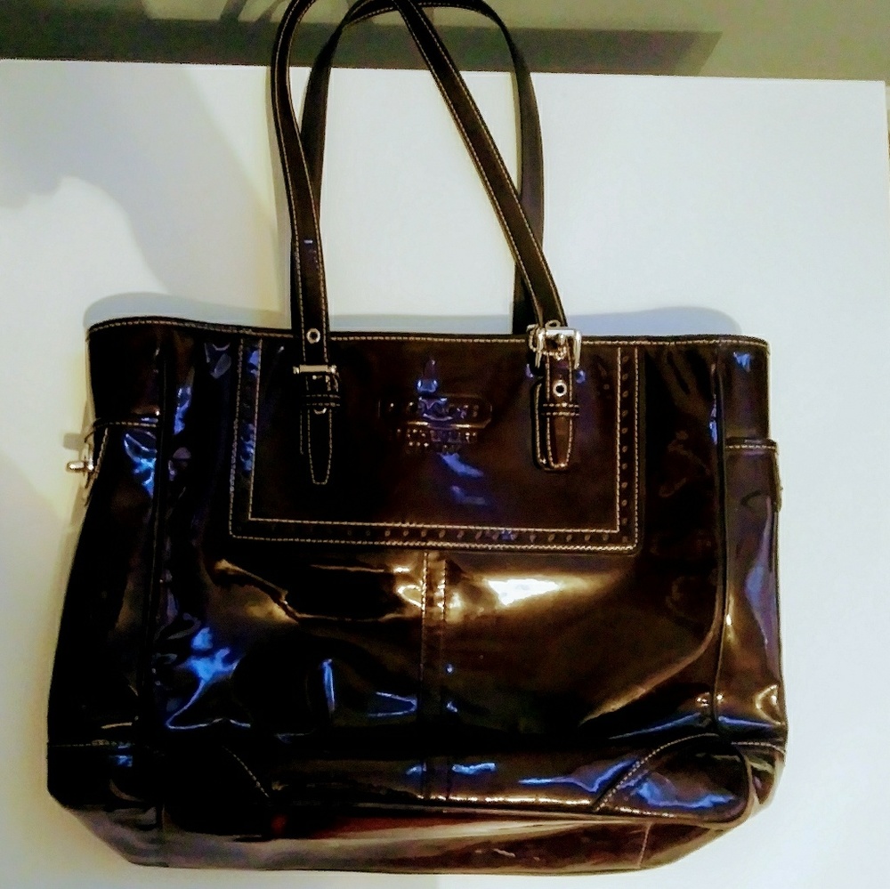💚Rich Brown Leather large Coach Purse