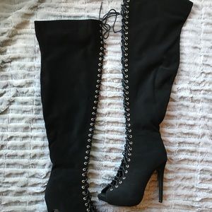 Thigh high over the knee lace up boots
