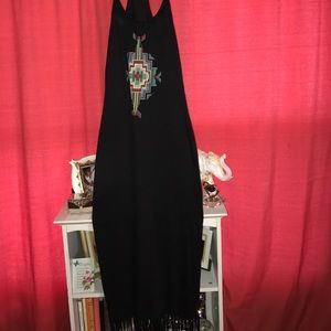 Long tribal art maxi dress.