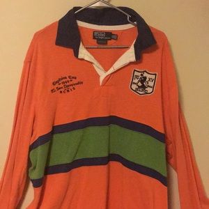 Polo Rugby Orange/Green/Navy long sleeve