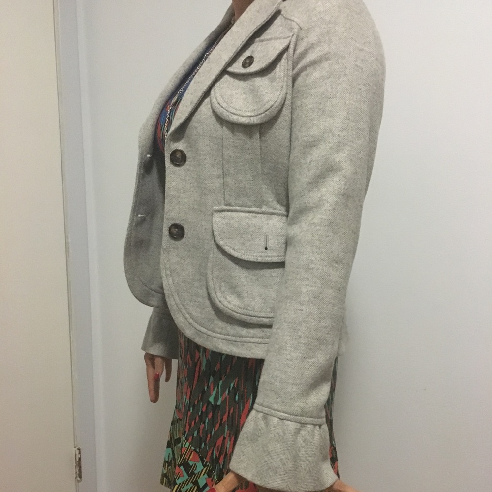 Gray wool Banana Republic coat, bell sleeves