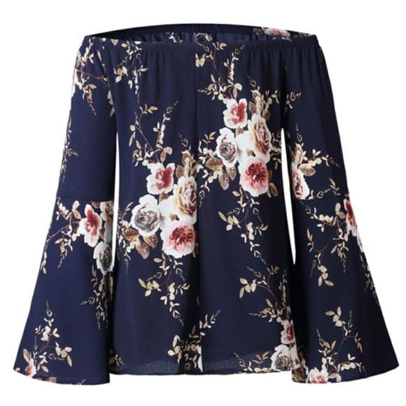 FLASH SALE!🌹FLORAL PRINT OFF SHOULDER BLOUSE! - Picture 2 of 3