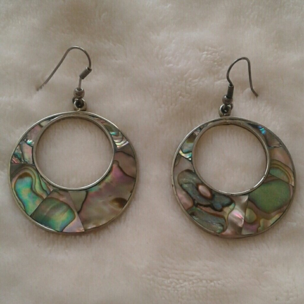 Mother of Pearl round hoop earrings