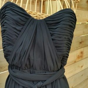 Black Crepe Ruched Bodice with Full Skirt and Tie