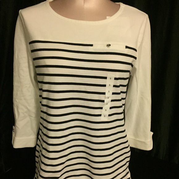 Croft&barrow striped 3/4 sleeve shirt - Picture 1 of 4