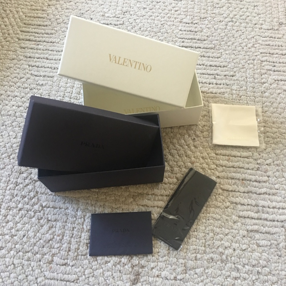 Prada and Valentino sunglasses boxes