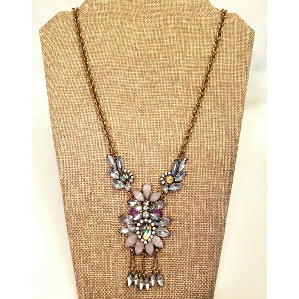 LOFT multi-colored crystal statement necklace