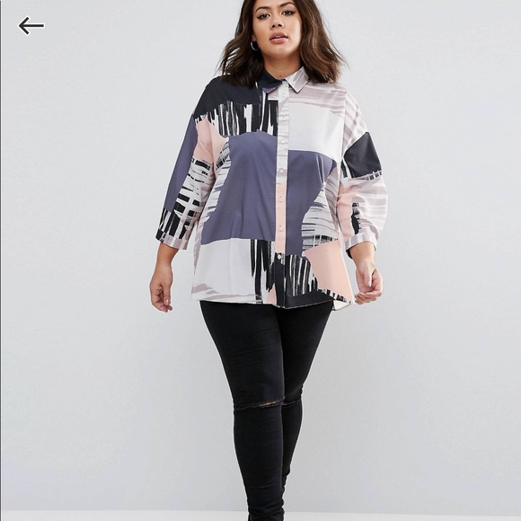 ASOS Curve Tops - NWOT Asos Curve Abstract Print Oversized Shirt 24