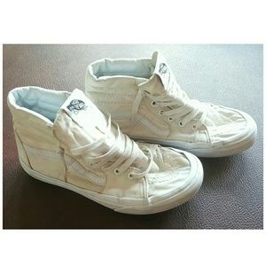 All white high top vans