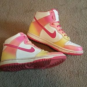 Pink yellow white Nike hightop