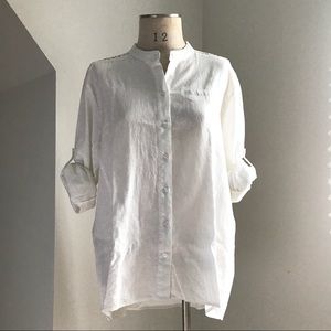 Love Scarlett white button down linen shirt