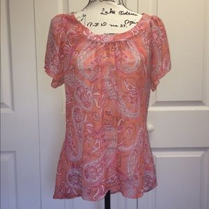 Maurice's Pink Paisley Print Blouse, size large