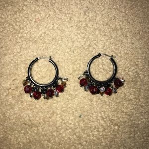 Red Hoop Earrings