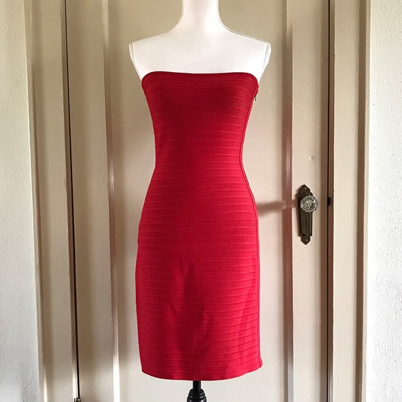 Herve Leger Dresses & Skirts - HERVE LEGER - Vintage Red Bandage Dress Small