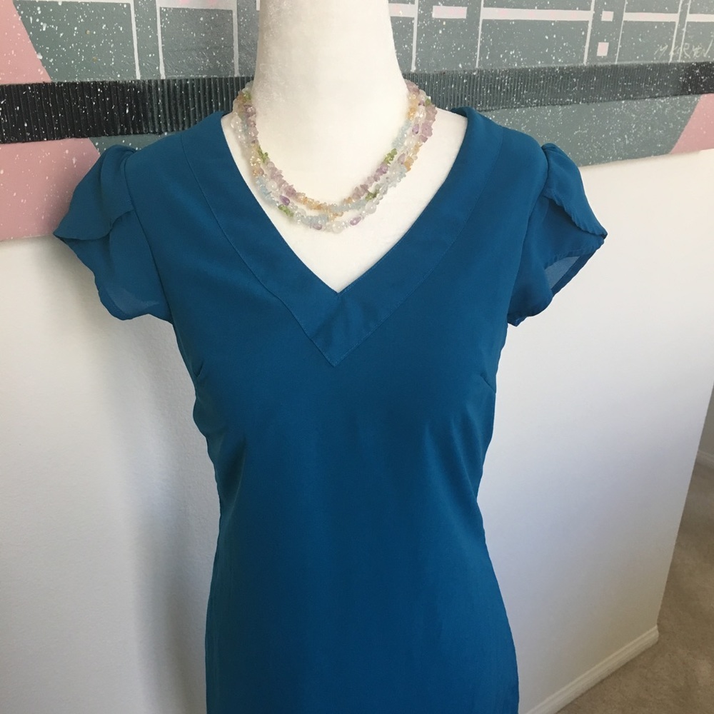 Blue dress with sleeve detail