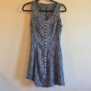 90's Vintage Blue Floral Corset Back Dress Sz S/M
