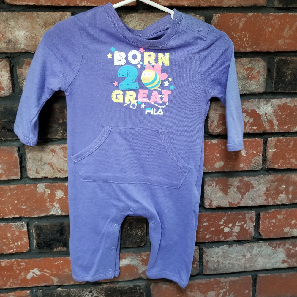 Fila Infant onesie- purple cotton suit- 0/3 months
