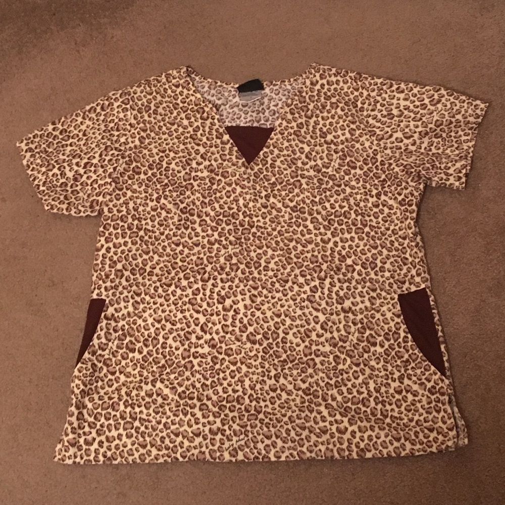 Cheetah print scrub top