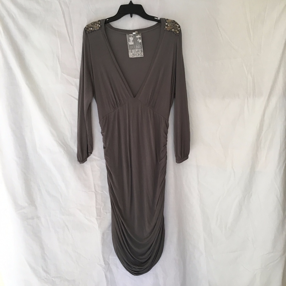 Young Fabulous & Broke Midi Plunging Neck Beaded