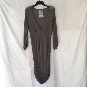 Young Fabulous & Broke Midi Plunging Neck Beaded