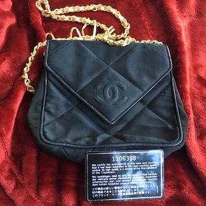 Authentic Chanel Black Nylon Evening Bag